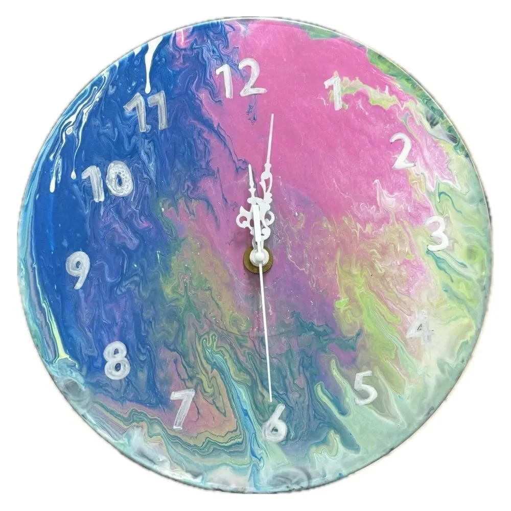 Blue‎ and Pink Artistic Wall Clock